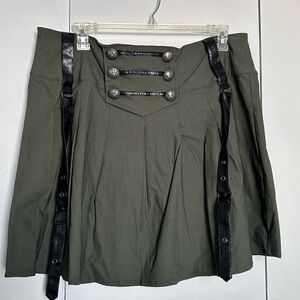 Killstar Baphomet Olive Mini Skirt with Black Straps Size 4XL